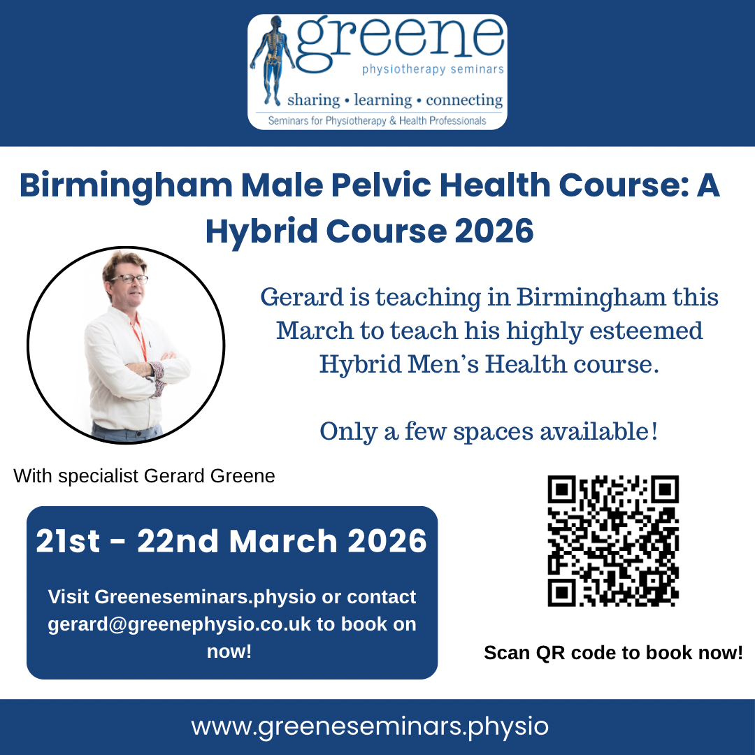 image for Gerard is teaching about Male pelvic health in Birmingham this March!